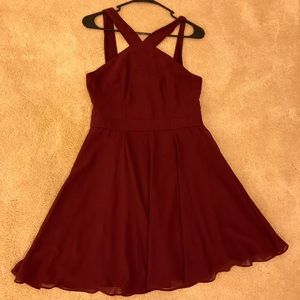 Lulu's Forevermore Burgundy Skater Dress